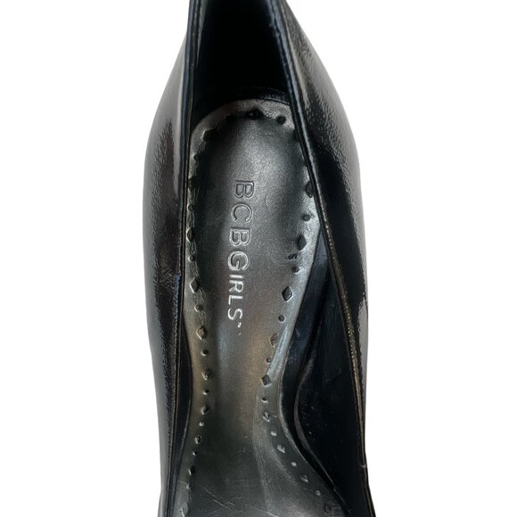 BCBGirls 8.5 M Heels Peep Toe Black Patent Leather Dressy 2" Block Heels - Picture 8 of 14